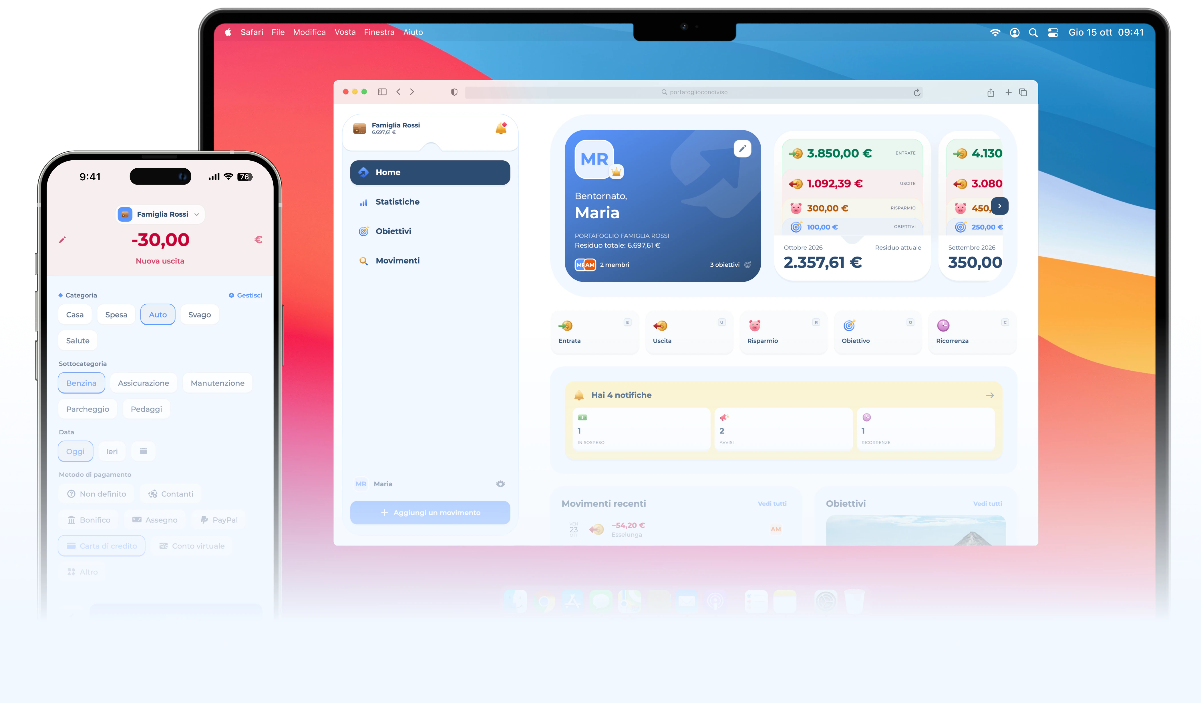 Portafoglio Condiviso su Mac e iPhone
